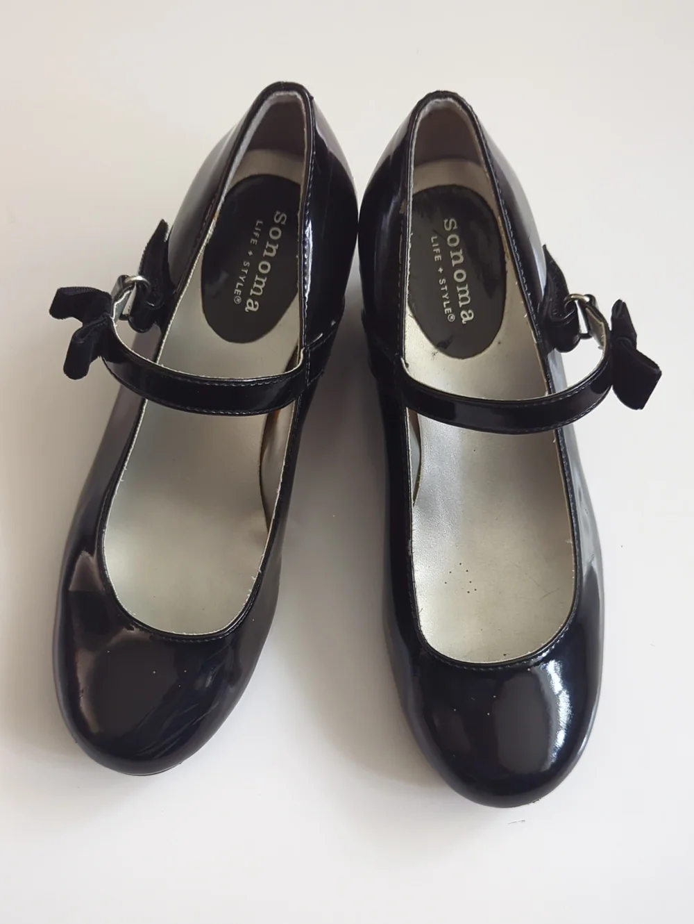 Sonoma Girls Black Patent Mary Jane Flats with Bow Strap
